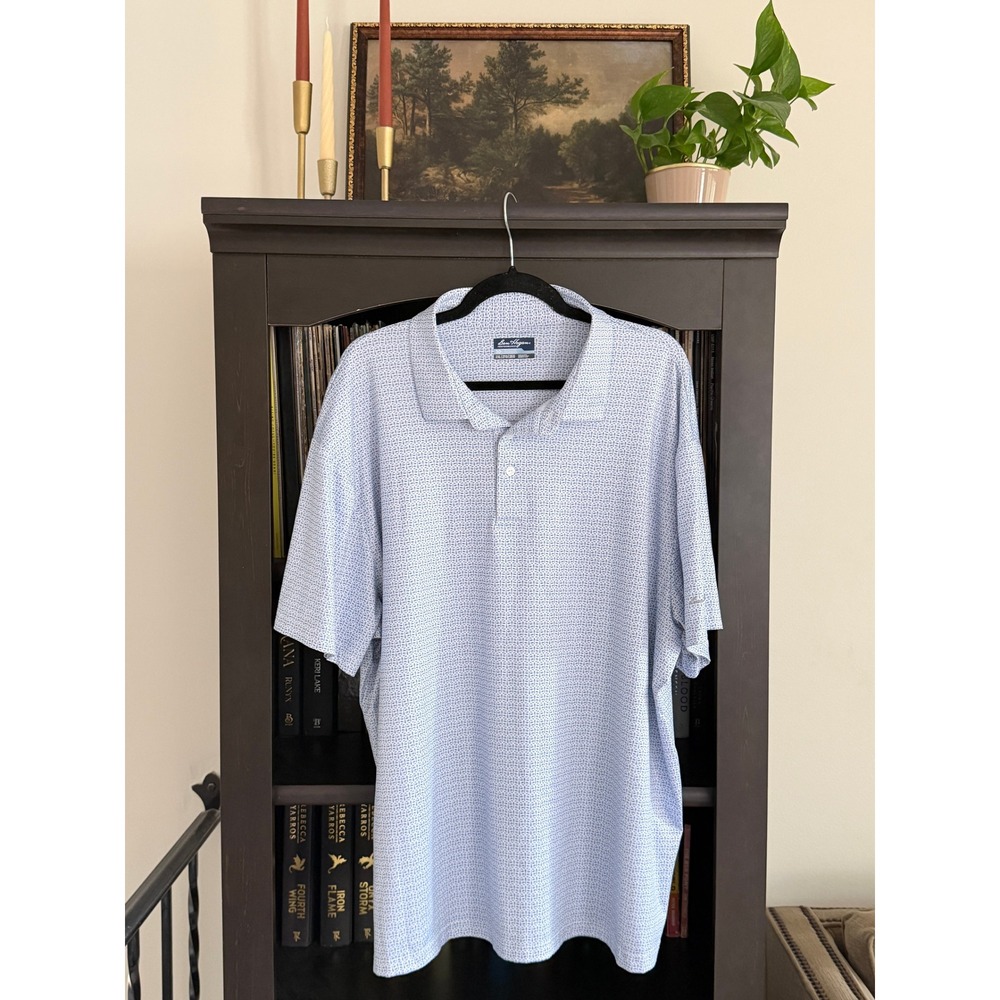 Ben Hogan Performance Golf Polo 2XL Blue Geometric Short Sleeve Activewear